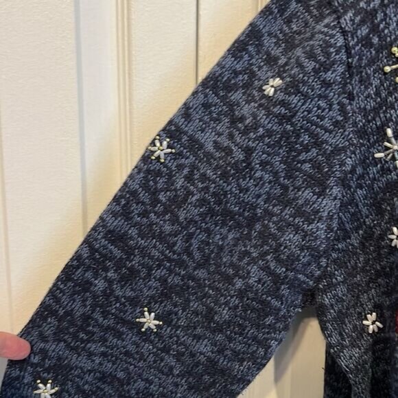 Designers Studio Blue Ramie organic linen and Cotton Snowman Sweater Size XL - Picture 10 of 16